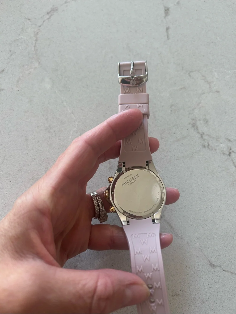 Michele Tahitan Mauve Rose Jelly Bean Watch 40 Mm gold/silver
